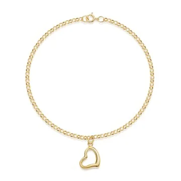 9ct Yellow Gold Polished Open Heart Bracelet