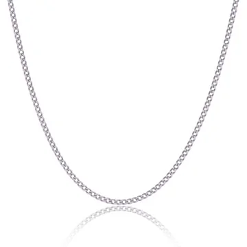 9ct White Gold 1.2mm Diamond Cut 18-20inch Curb Chain