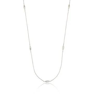 9ct Yellow Gold Marquise Mother-of-Pearl Long Chain Necklace