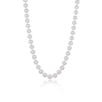 18ct White Gold Freshwater Pearl 8-9.5mm Beaded Necklace