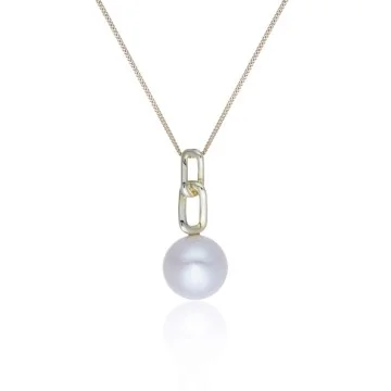 9ct Yellow Gold Freshwater Bouton Link Drop Pendant