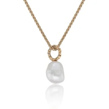 14ct Yellow Plated Silver Pearl Textured Pendant