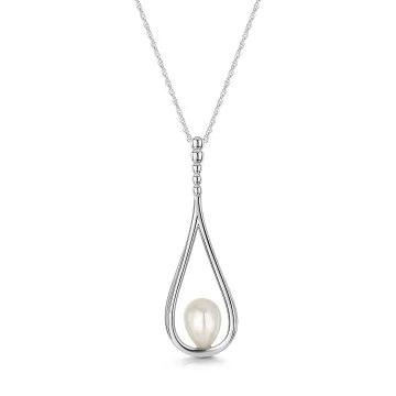 Silver 7-7.5mm Pearl Open Drop Pendant