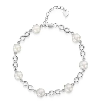 Silver 6.5-7mm Pearl & Infinity Link Bracelet
