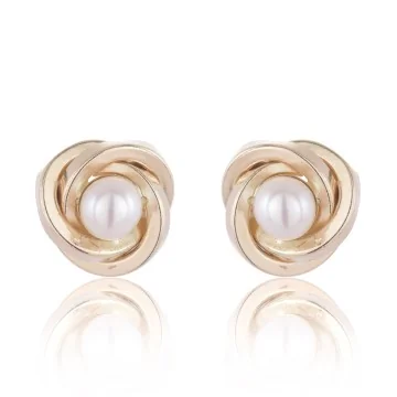 9ct Yellow Gold Pearl Knot Stud Earrings