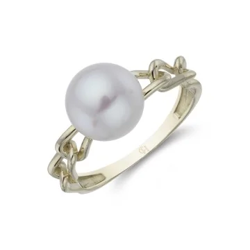 9ct Yellow Gold Freshwater Bouton Link Ring