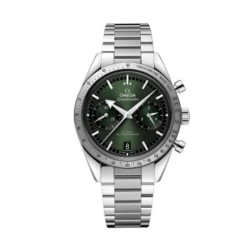 Omega Speedmaster 57 Mens Watch O33210415110001 Green Dial Steel Bracelet