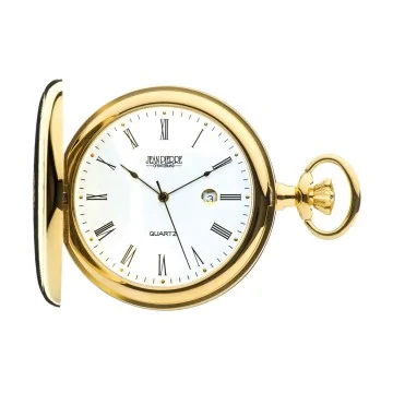 Jean Pierre Gold Plated Quartz Calendar Full Hunter Pocket Watch with Chain G557PQ