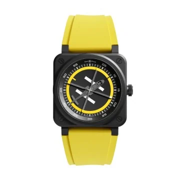 Bell & Ross BR-03 Helipad Yellow Ceramic 41mm Limited Edition Watch BR03A-HE-CE/SRB