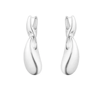 Georg Jensen Reflect Organic Shaped Silver Drop Earrings 20001088