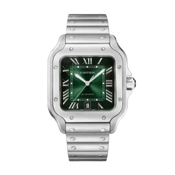 Pre-Owned Santos de Cartier Large Model Green Watch WSSA0062
