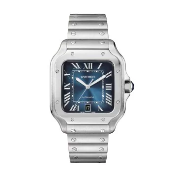 Pre-Owned Santos de Cartier Automatic Blue Watch WSSA0030