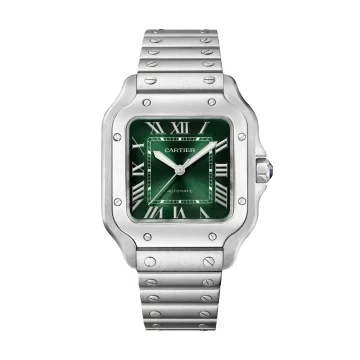 Pre-Owned Cartier Santos De Medium Green Watch WSSA0061