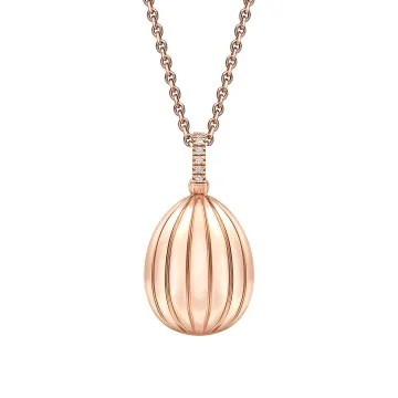 Faberg&eacute; Colours of Love Rose Gold Diamond & Ruby Fluted Egg Pendant 1831FP3146/15