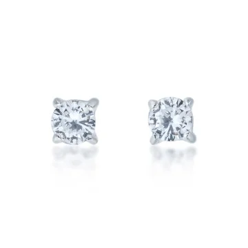 Silver Brilliant Cut Cubic Zirconia Stud Earrings