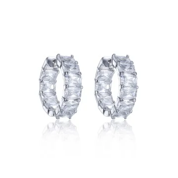 Silver Emerald Cut Cubic Zirconia Earrings