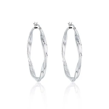 Silver Twist Hoop Earrings