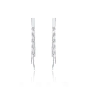 Silver Tassel Drop Earrings