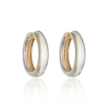 Sterling Silver Yellow Gold Plated Medium Hoop Earrings