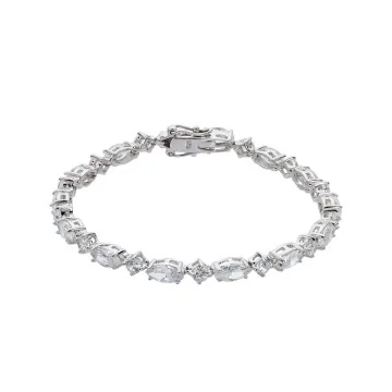 Silver Cubic Zirconia Mixed Cut Bracelet