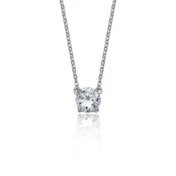 Silver Cubic Zirconia Solitaire Necklace