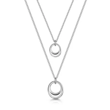 Silver Abstract Open Double Layered Necklet