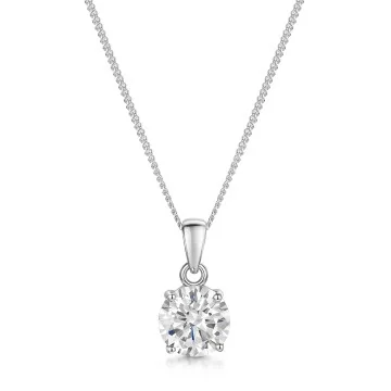 Silver Cubic Zirconia Solitaire Pendant