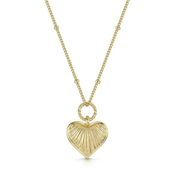18ct Yellow Gold Vermeil Textured Heart Pendant