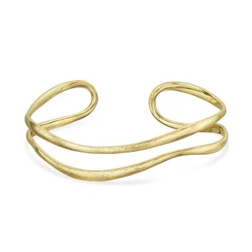 18ct Yellow Gold Vermeil Double Row Open Cuff Bangle