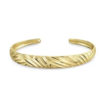 18ct Yellow Gold Vermeil Patterned Cuff Bangle