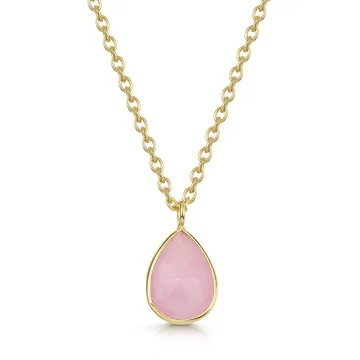 18ct Yellow Gold Vermeil Pink Rose Jade Pendant
