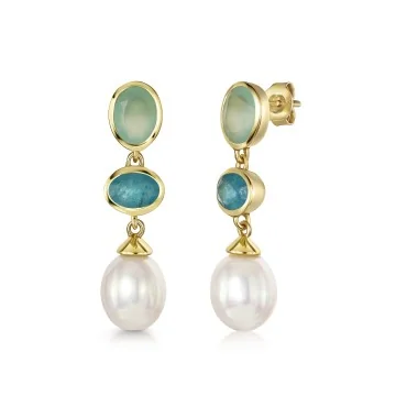 18ct Yellow Gold Vermeil Gemstone Drop Earrings