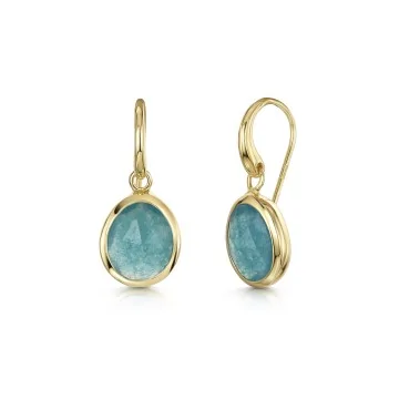 18ct Yellow Gold Vermeil Green White Jade Drop Earrings