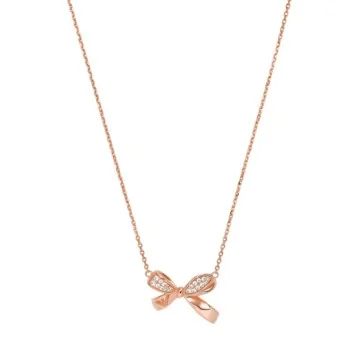 Armani Sentimental Ladies Necklace EG3543221 Rose Sterling Silver Stone Set Bow