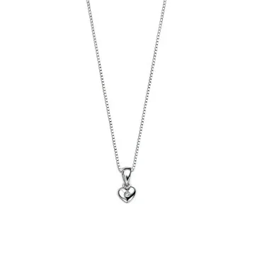 D For Diamond Silver Diamond-Set Heart Pendant