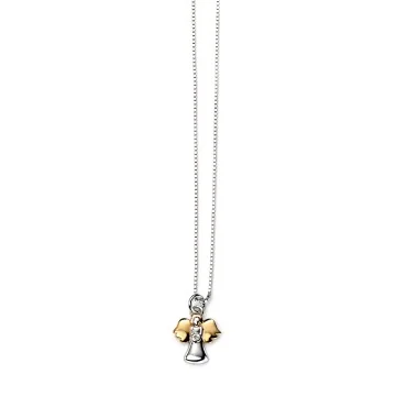 D For Diamond Sterling Silver And Yellow Gold Plated Angel Pendant