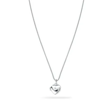 D for Diamond Silver Diamond-Set Small Heart Locket