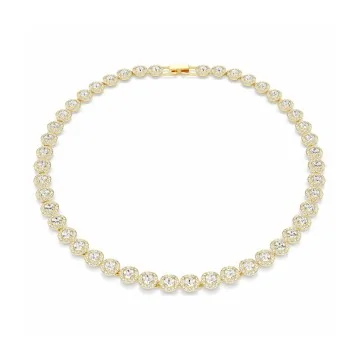 Swarovski Una Angelic Round Cut Gold Tone Plated Tennis Necklace 5720505