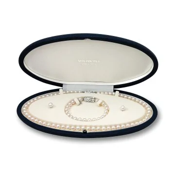 Mikimoto Akoya Graduated Pearl Earrings, Bracelet, Necklet Set UZ 80718 W SET