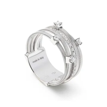 Marco Bicego Goa Five Band 18ct White Gold Ring with Diamonds AG270_B2_W_01
