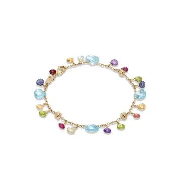 Marco Bicego Paradise Charms Multi 18ct Yellow Gold Gemstone Bracelet 18.5cm BB2584 MIX01T Y 02
