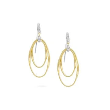 Marco Bicego Onde 18ct Yellow Gold 0.08ct Diamond Double Hoop Earrings OG372-A B1 YW M5