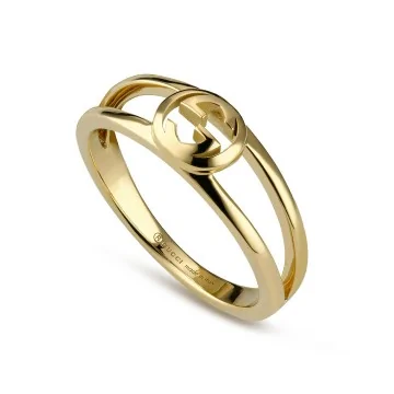 Gucci 18ct Yellow Gold Interlocking 2 Band Ring YBC A000MX 001