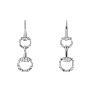 Gucci Horsebit White Gold Diamond Drop Earrings YBD837633001