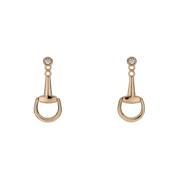 Gucci Horsebit 18ct Rose Gold Diamond Drop Earrings YBD837605001