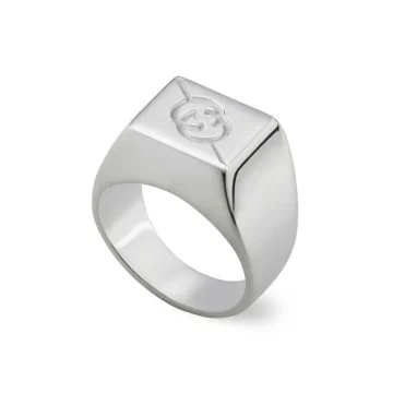 Gucci Interlocking Tag Sterling Silver Signet Ring YBC774046002