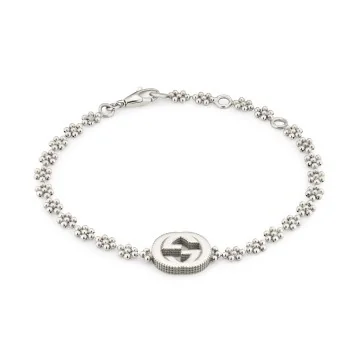 Gucci Interlocking Sterling Silver GG Bracelet YBA481687001 - Size M
