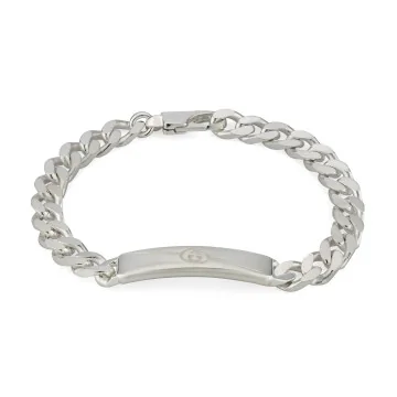 Gucci Interlocking Tag Chunky Silver Bracelet YBA774054001 - Size L