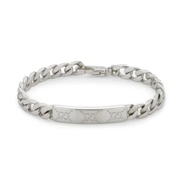 Gucci Silver Signature Bracelet With GG Tag - Size XXL YBA814851001 