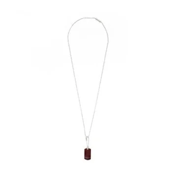 Gucci Red and Sterling Silver Dog Tag Necklace YBB815540001